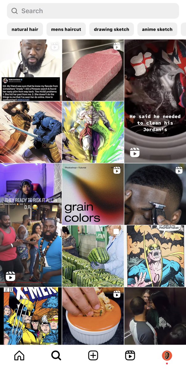 briankofiholli's tweet photo. My IG explore was filled with 🍑🍑🍑 after a day of clicking ‘not interested’, it’s not full dbz, comics, food, design, haircuts and fashion and general jokes https://t.co/9uB0mVWppr