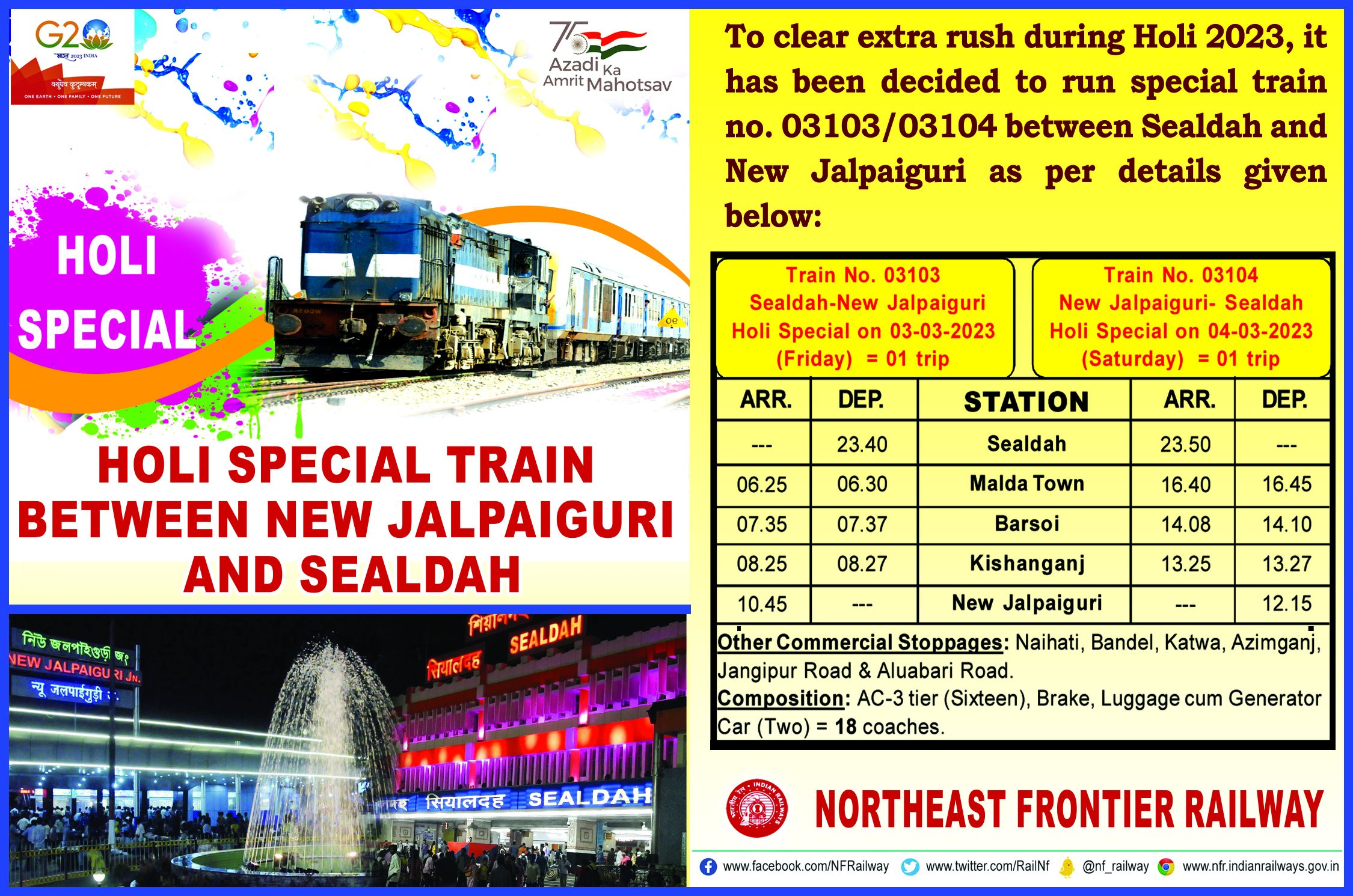 holi special train chart