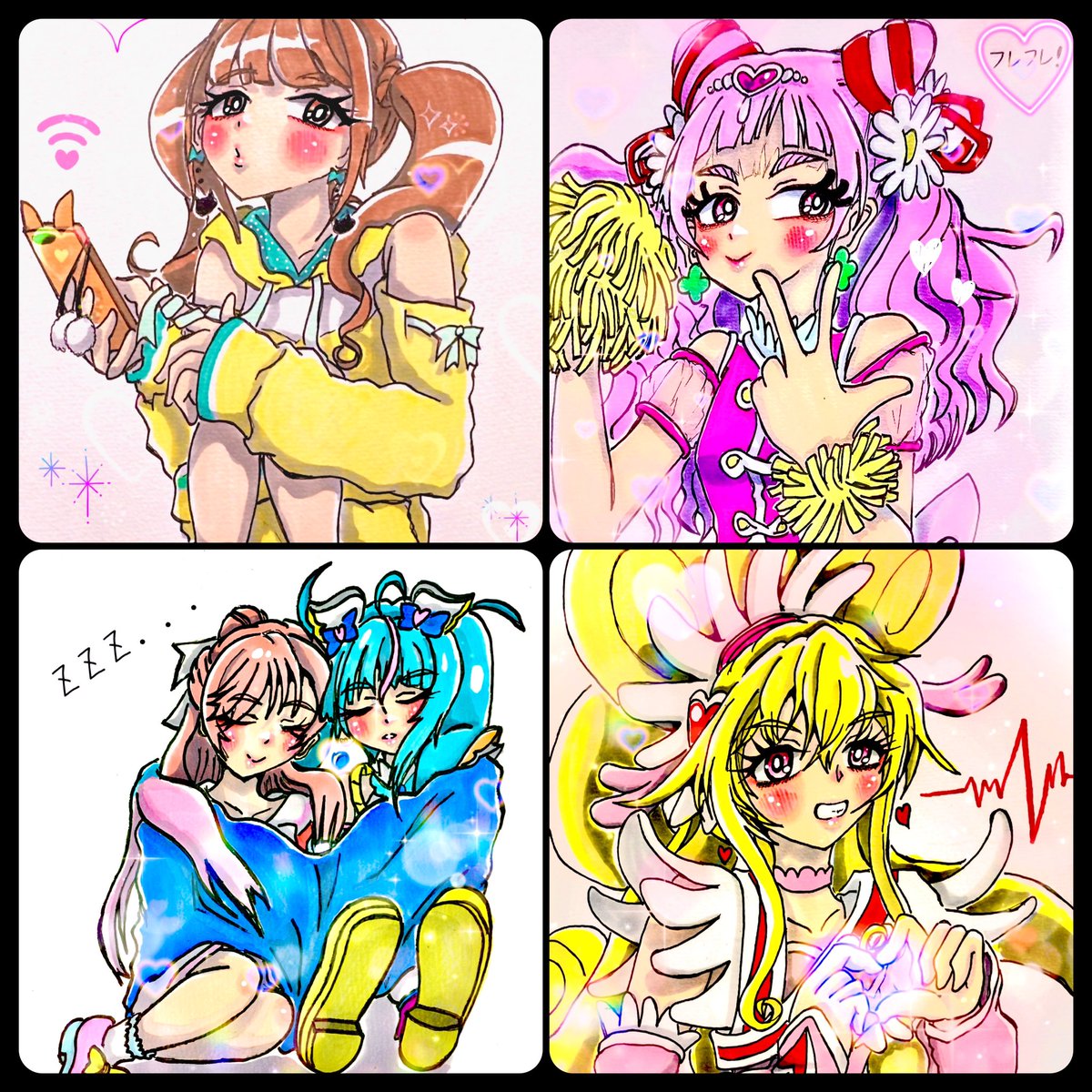 今月は前半に頑張っといて良かった!!
来月もやれたらやるの精神

#今月描いた絵を晒そう
#precure 
#プリキュア
#イラスト https://t.co/IzlyhQHR7i 