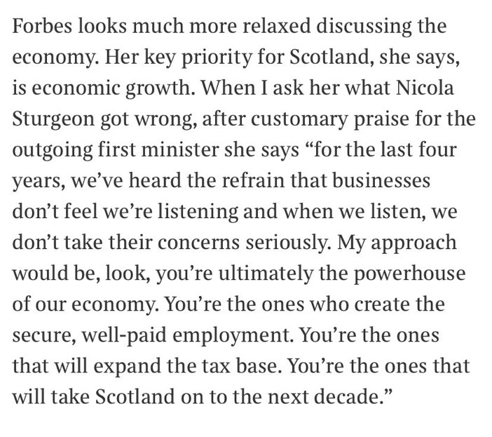 From the interview in today’s Sunday Times <a href="/CharlotteIvers/">Charlotte Ivers</a> Very encouraging commentary from @_KateForbes