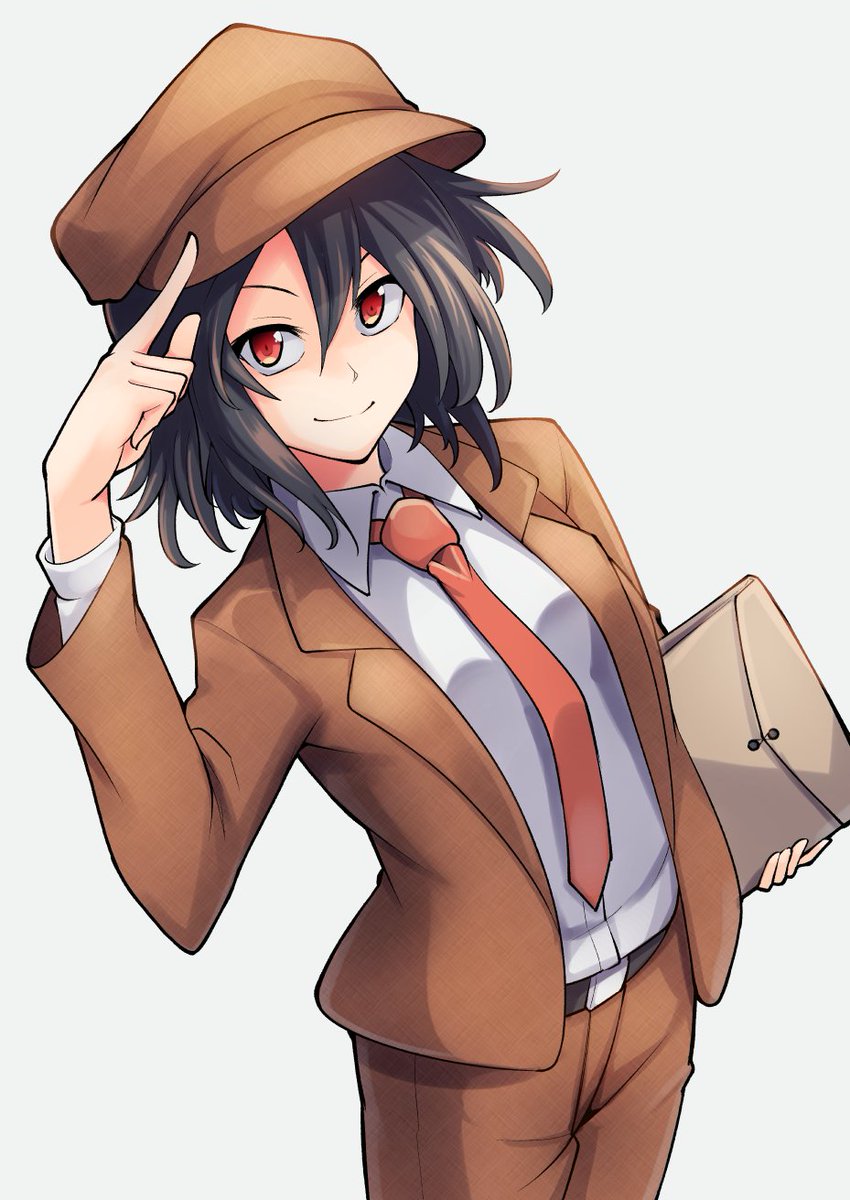 shameimaru aya 1girl necktie solo hat shirt red eyes brown headwear  illustration images