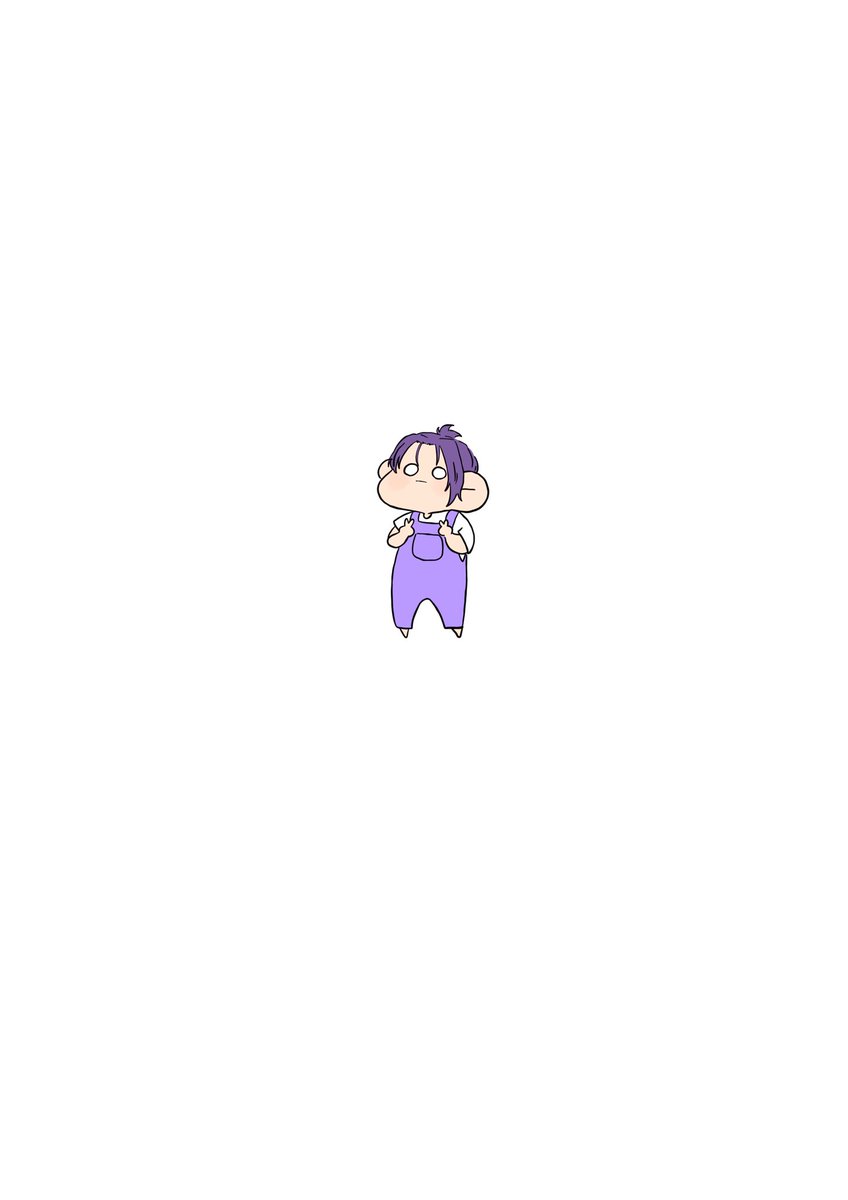 white background solo purple hair simple background chibi 1boy hair bun  illustration images