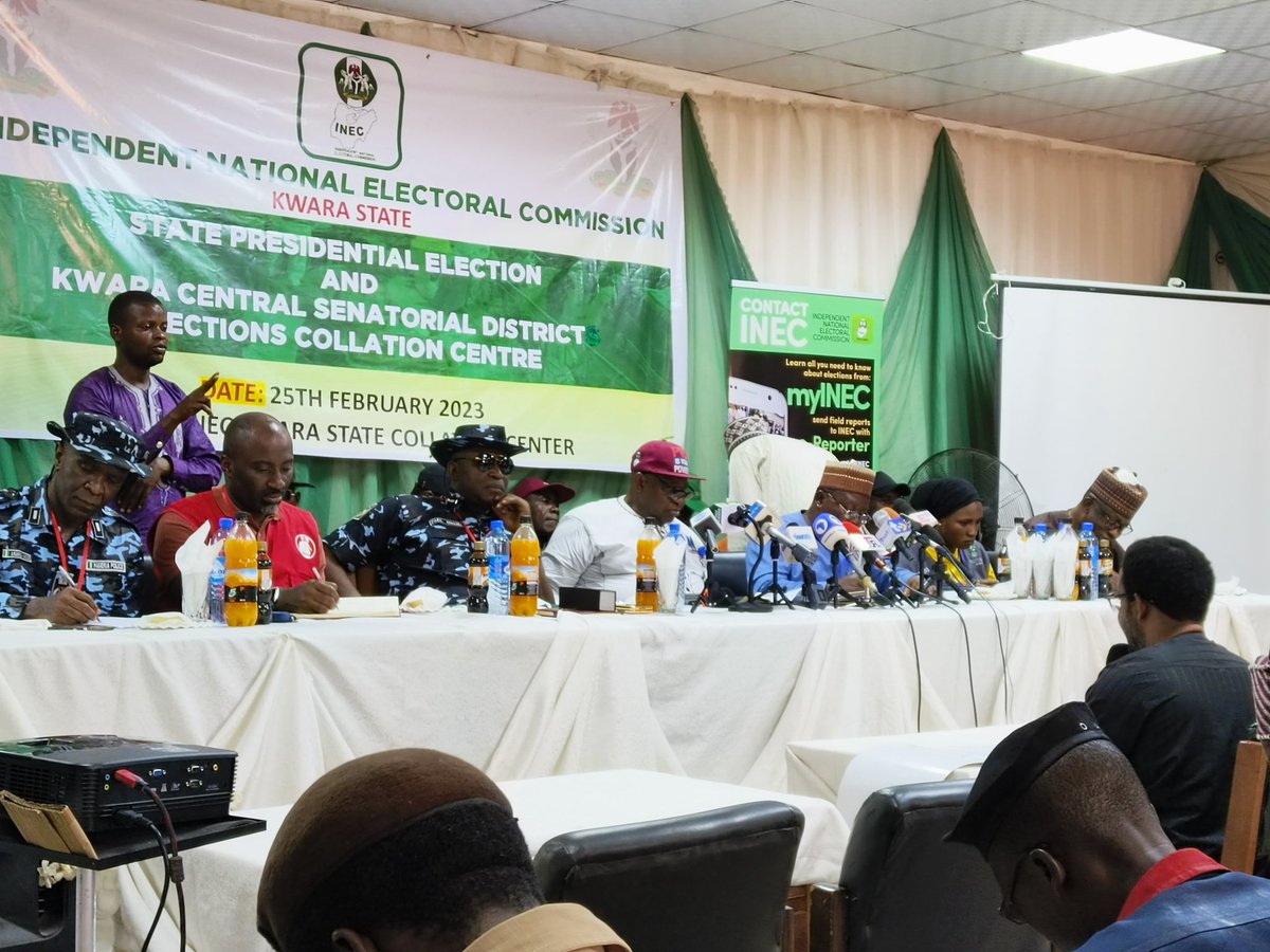 At the INEC collation center ilorin, exercise going on smoothly, the Commissioner of Police Kwara CP Paul Odama and other security officials monitoring the process which is going on without any hitch. Proud to be part of the process