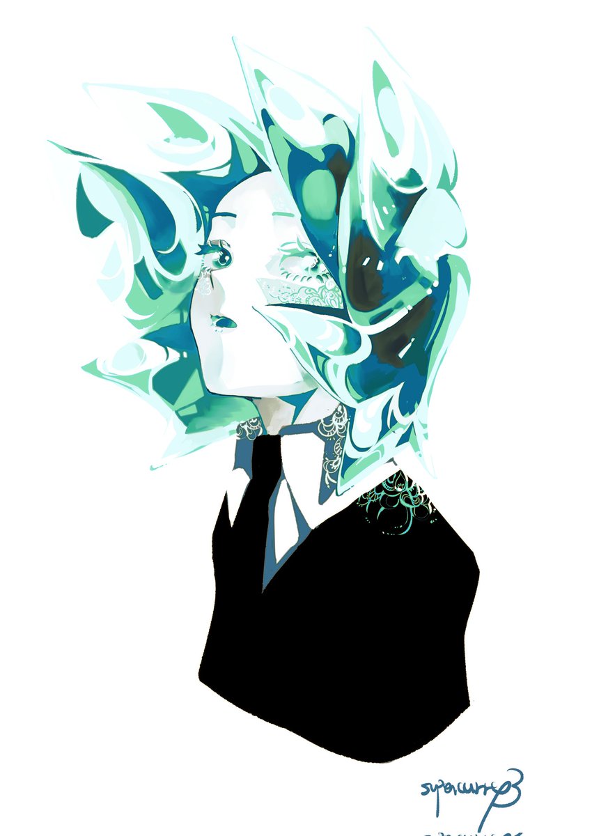 phosphophyllite 1other solo gem uniform (houseki no kuni) androgynous necktie white background short hair  illustration images