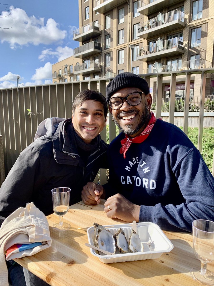 The oysters and fizz from <a href="/RocksOysters/">Rocks Oysters</a> are going down a storm here on the Costa Del Catford!