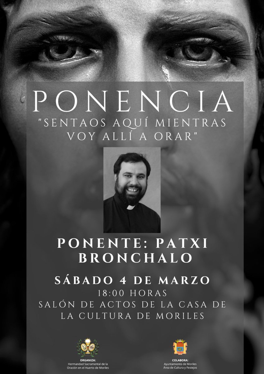 PONENCIA “Sentaos aquí mientras voy allí a orar”

Sábado 4 de marzo a las 18:00h en el salón de actos de la Casa de la Cultura.

Ponente @PatxiBronchalo .

#20AñosDeOración