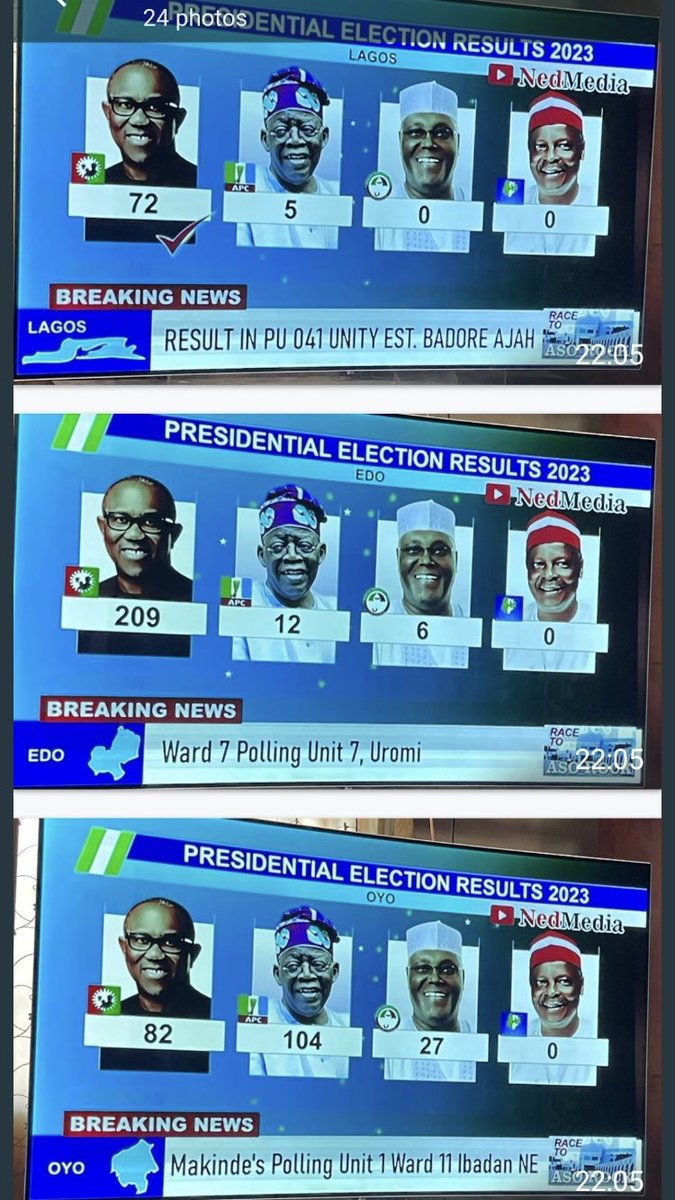 firstladyship's tweet image. Peter Obi can only lose this election, if INEC rig it on behalf of the failures - the APC.

We must thank Arise TV for doing the Lord’s work for us. Obi is clearly in the lead. 🚀