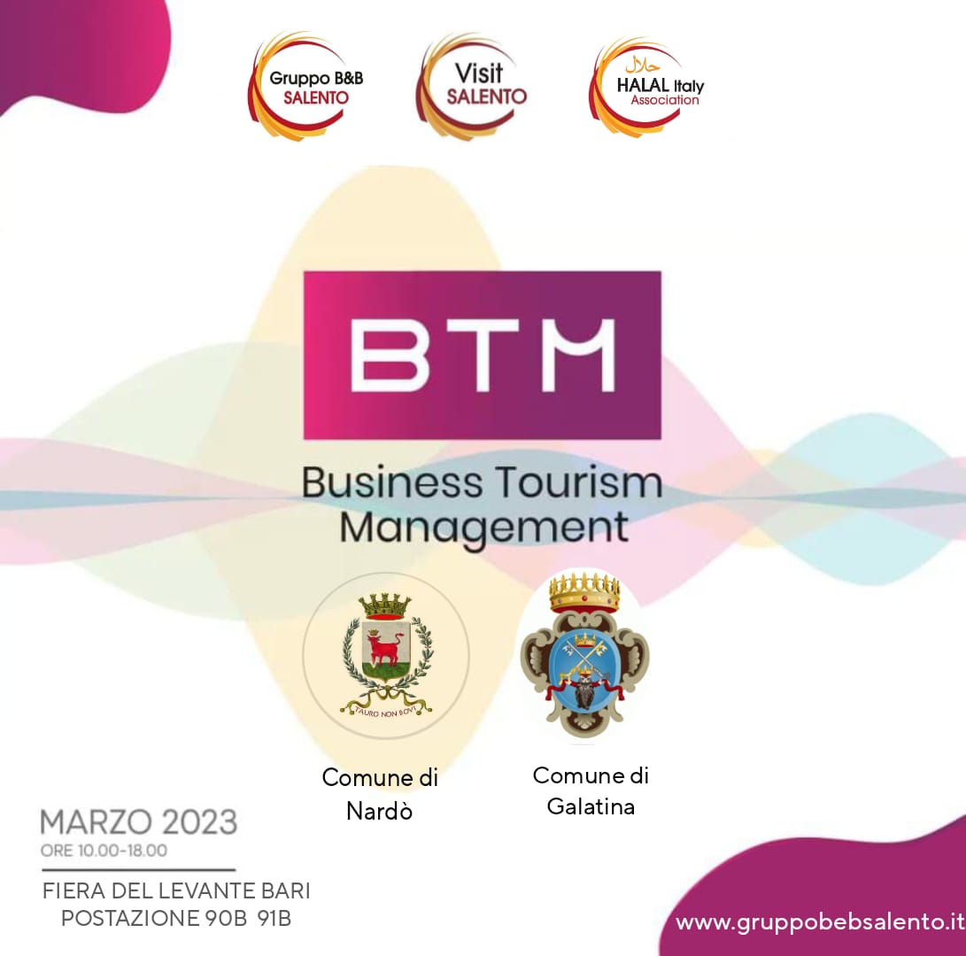 CeliBluBeb's tweet photo. OPERATORI TURISTICI IN VETRINA ALLA BTM

Il Comune di Galatina e il Comune di Nardò promuoverà il territorio in occasione della BTM, che si svolgerà dal 1° al 3 Marzo 2023 a Bari. Il Gruppo B&amp;B Salento curerà la presenza sugli stand, 90B e 91B, passa a trovarci. https://t.co/dTQUmexA8j