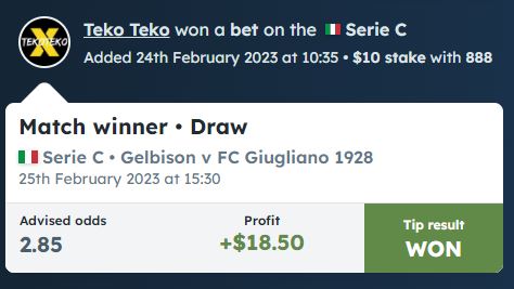 MisterdrawC's tweet photo. 4 draws out of 8 plays landed yesterday💰💰 
  
Feb 2023 so far: 
162 tips 
37% hit rate 
7.4% ROI 
Avg. odds 2.92 
+$119 clean profit placing $10 single bets 
  
JOIN THE DRAW PARTY FOR ONLY $15 a month here         
👇👇👇       
https://t.co/Z61LIcxqRe https://t.co/lJrOqntbL4