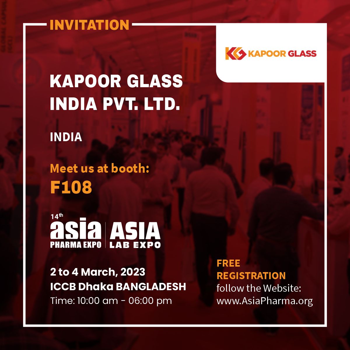 p_asiapharma's tweet photo. Meet us @KapoorGlassIN
14th ASIA PHARMA EXPO 2023
ASIA LAB EXPO 2023
Dhaka BANGLADESH
March 2 to 4, 2023
Register to get your free pass!
https://t.co/jU9FPHdRzU
#AsiaPharmaExpo2023 #AsiaPharmaExpo #AsiaPharma #AsiaLabExpo #PharmaExpo2023 #Pharma #Bangladesh https://t.co/SEmUnEH70D