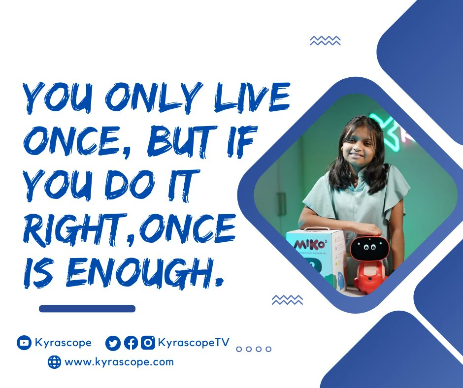KyrascopeTV's tweet photo. You only live once, but if you do it right,once is enough.
#Kyrascope https://t.co/FCwhFV1P7k