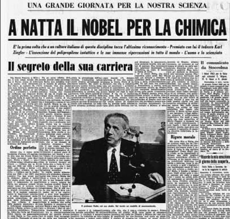 mariobianchi18's tweet photo. Il #26febbraio 1903 nasceva #GiulioNatta. Il "genio gentiluomo" creò #moplen, materia ottenuta con reazione di polimerizzazione a partire dal propilene. Nobel per la chimica con Karl Ziegler nel 1963 per "le loro scoperte nel campo della chimica e della tecnologia dei polimeri". https://t.co/yyJyEDkYvQ