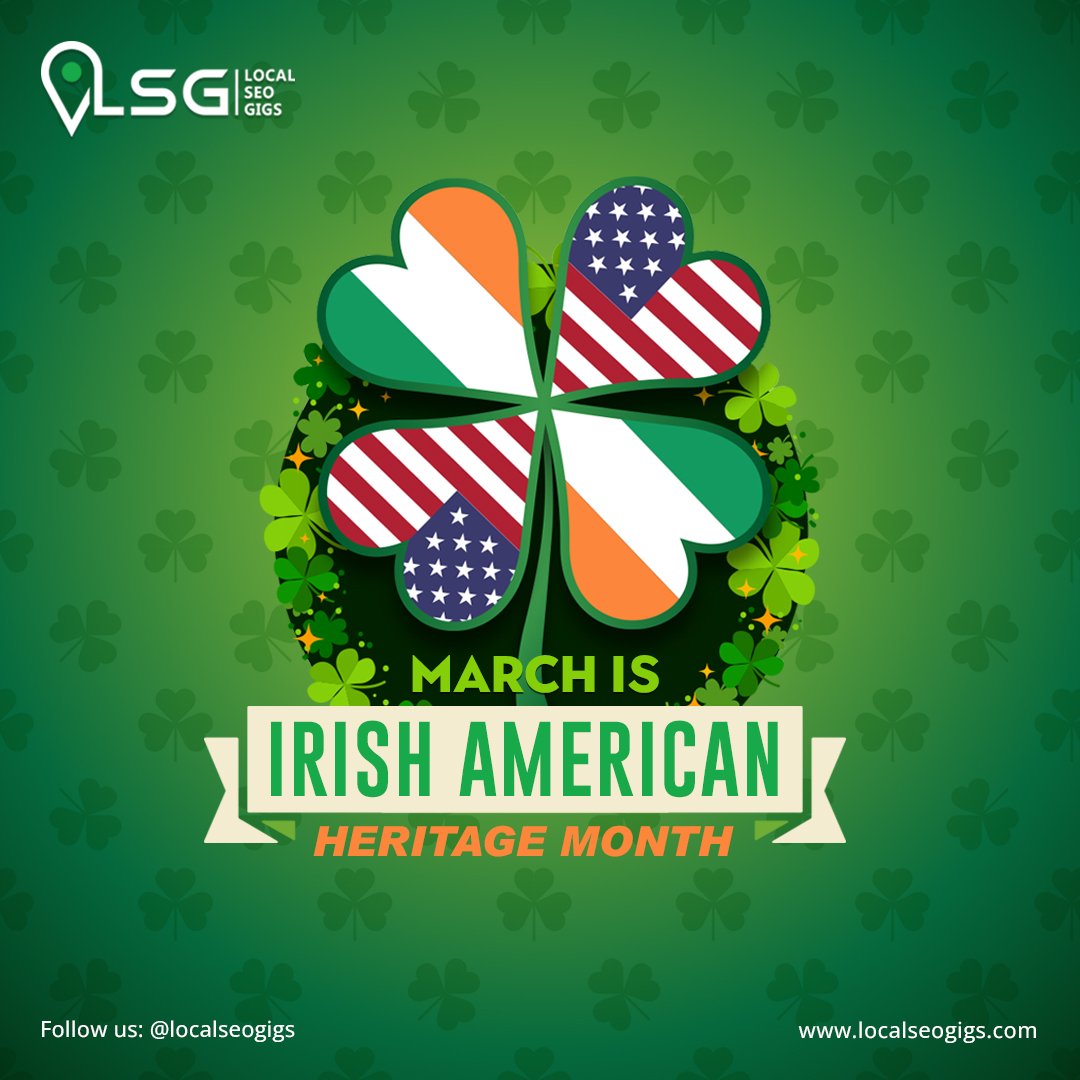 localseogigs's tweet photo. Happy First Day of Irish American Heritage Month!
Let's spread the joy for Irish American Heritage Month.
#IrishAmericanHeritageMonth #IAHM #StPatricksDay #LuckOfTheIrish #IrishPride #localseoservices #localseogigs #smallbusiness #localbusiness #nyc #newyork #localseonyc #SEO https://t.co/XHjMM1qG29