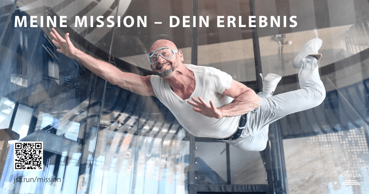 Wenn Menschen mit nichts als dem eigenen Körper fliegen können, wird damit eine meiner Visionen zur Wirklichkeit. Dabei geht es nicht um das Fliegen allein, sondern um das besondere Erlebnis, das ich auch in meinem Buch „Warum Menschen fliegen jochen-schweizer-person.de/meine-mission-…
