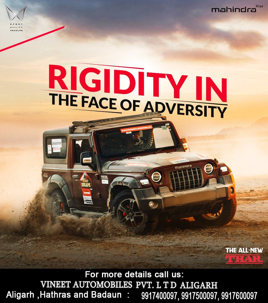 vineetmahindra's tweet photo. Roll out on your adventure with a rock steady built-in interior roll cage to protect you in the event of a rollover in the All-New Thar.
#Mahindra #Thar #4x4 #ExploreTheImpossible
#offroding #4x4 #booknow
For more details call us: 9917400097, 9917500097, 9917600097 https://t.co/BEYEcUcZ7T