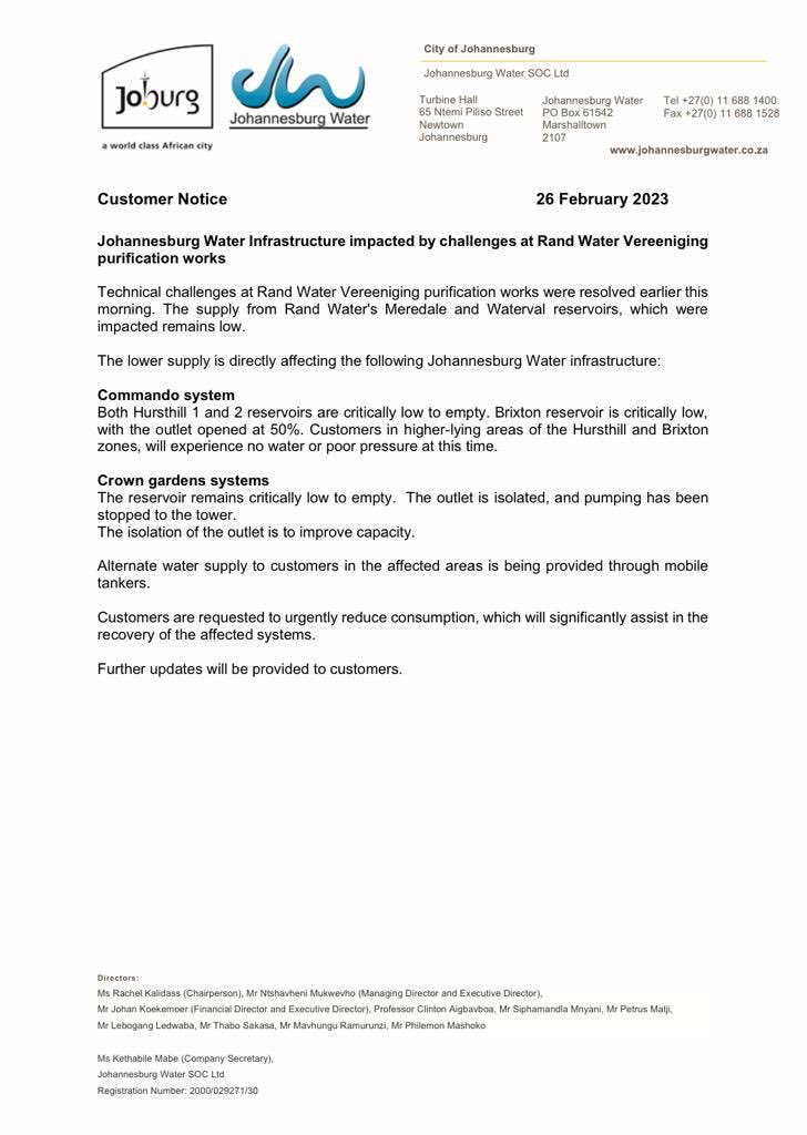Johannesburg Water tweet media