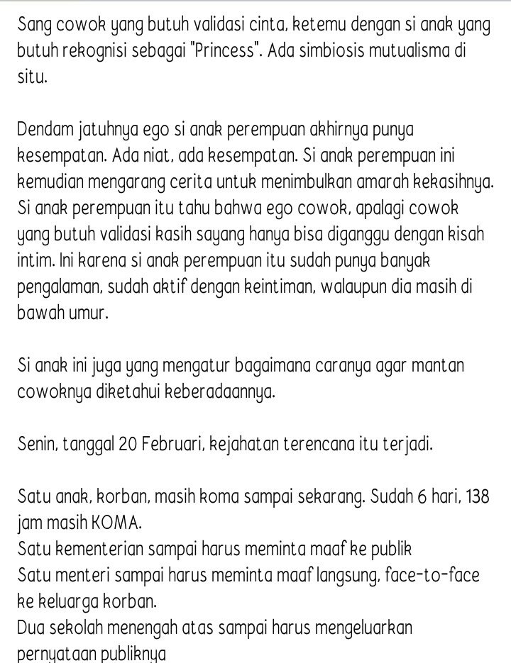 ApriliaLin's tweet photo. Princess Syndrome Sang Manipulator!
.
.
.
The dark princess. Ngeri..

Saking Princess bgt / faktor dibawah umur, makanya polisi segitunya bgt membela &amp; menutupi peran A. 
Kl omongan kuasa hukumnya, pasti berusaha mencuci bersih dosanya si princess.

Kawal terus netizen Indonesia. https://t.co/x321iqdHXV