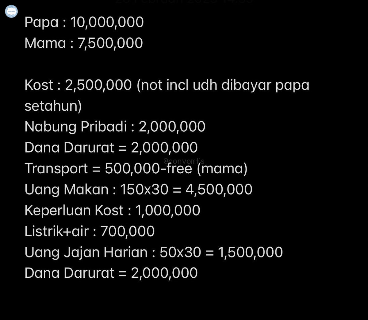 convomfs's tweet photo. Hallo Hallo, aku rencananya awal bulan mau ngekost di daerah Malang, kira2 biaya hidup disana segini udah bener belum ya? kira-kira apa yang harus ditambah/dikurangin? 🤍 https://t.co/kNvDXbYYuz