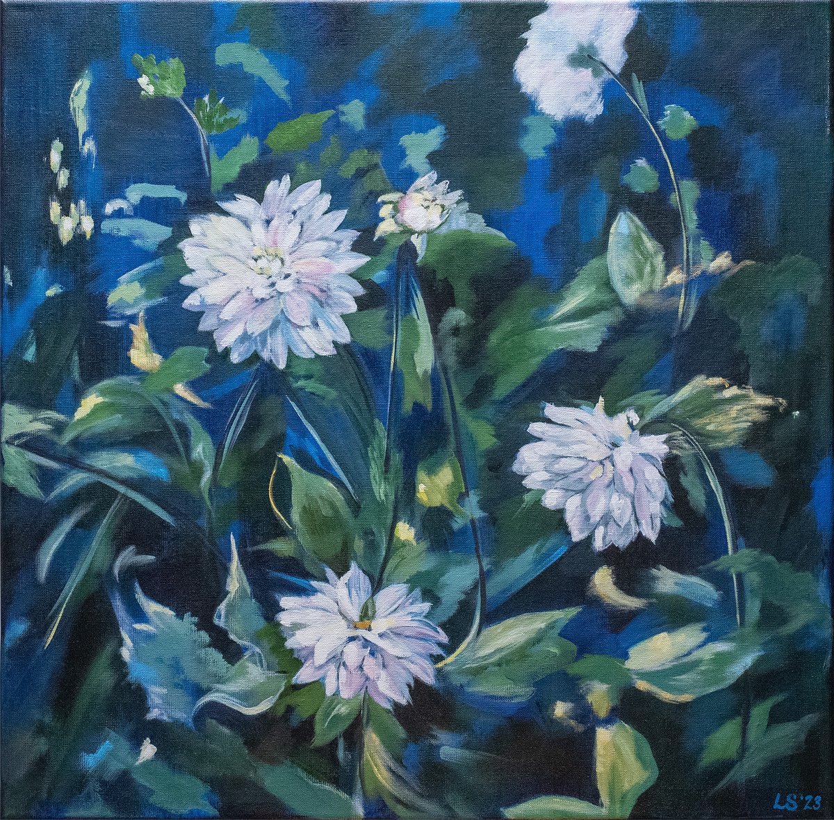 LauraKSmith7's tweet photo. Blue Garden, acrylic on canvas, 60 x 60 cm, 2023 https://t.co/UzPtnDkViY