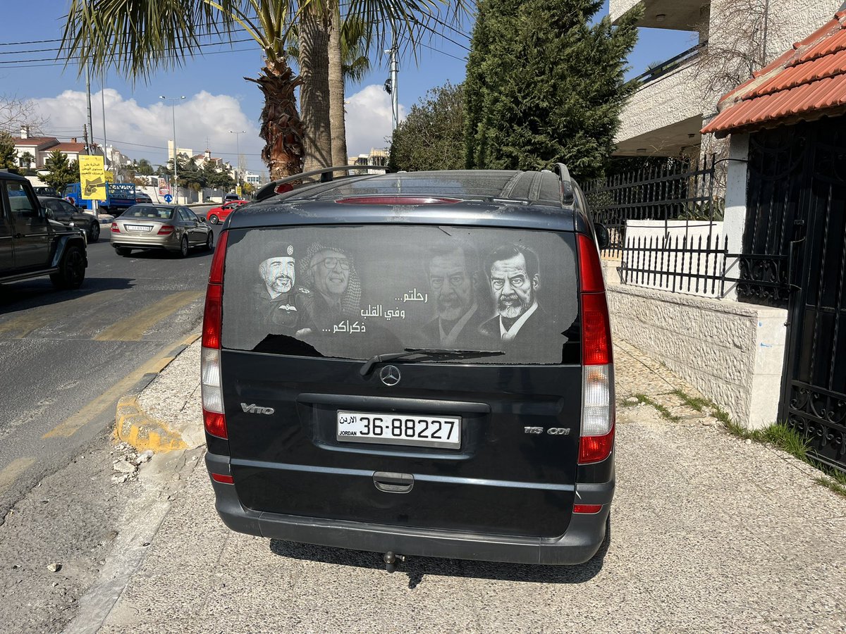 Saddam Hussein car decals are not uncommon in Jordan.