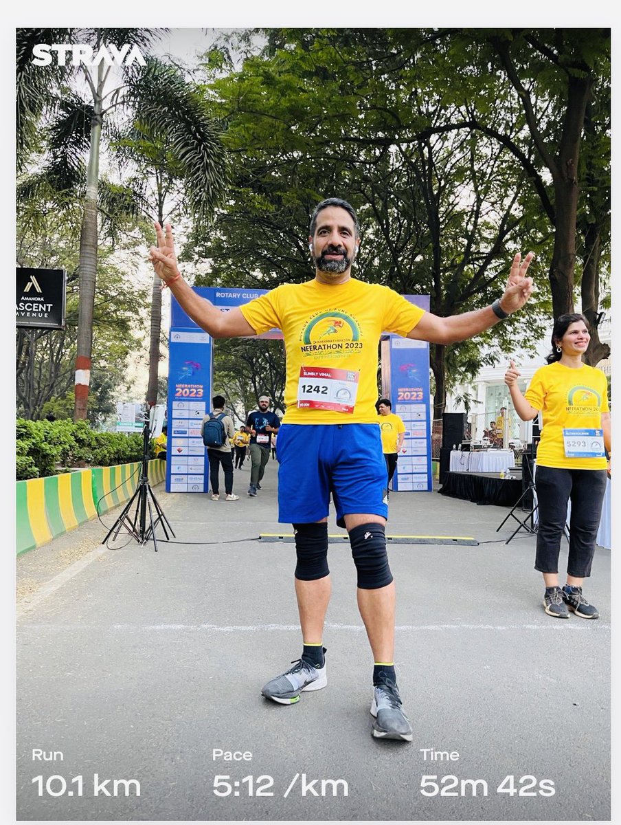 Vimalsumbly's tweet photo. Every run presents a new challenge, a new opportunity to push myself, and a new time to reflect on everything else going on. Runners high ! 

Sunday #neerathon2023 #10km in #52min #Pune #Amanora https://t.co/AWsMtmlGJ3