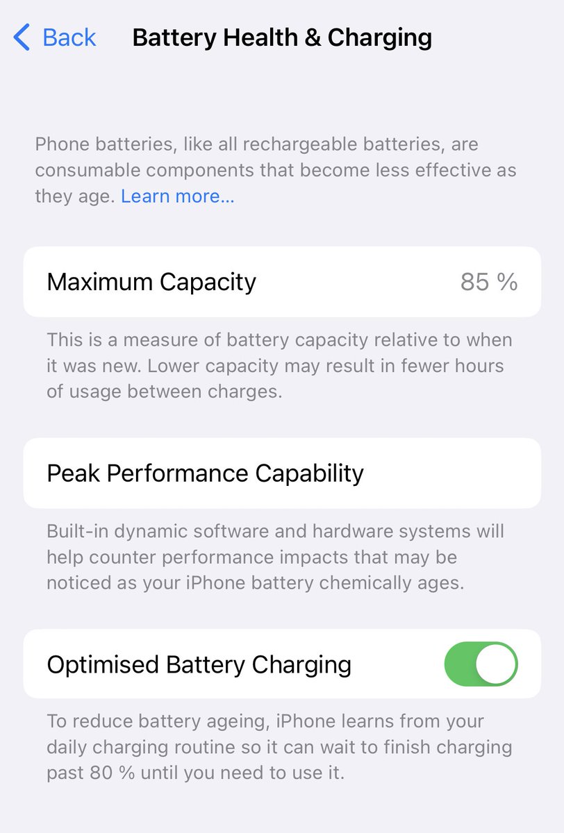 <a href="/TheChiefNerd/">Chief Nerd</a> I am in iOS 16.3.1 and I don’t have this! Maybe it’s only for US and not Europe? So I guess my battery is bad because it’s an iPhone!