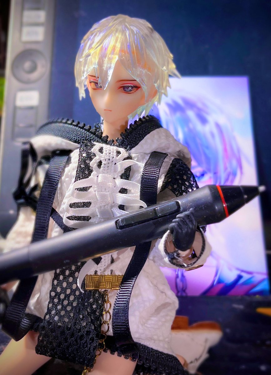 まめるり亭製〜 レジンウィッグ 『無造作ヘア』-煌艶藍色- 4inch 超