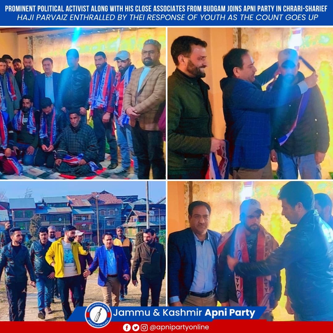 Apnipartyonline's tweet photo. Apni Party witnessed many new joinings as Prominent #Political activist from #Budgam along with his associates #joined Party.
#ApniParty State Convenor, Haji Parvaiz Ahmed welcomed the new #entrants into the Party-fold and #congratulated them on deciding right for themselves. https://t.co/XtShsdYEWU