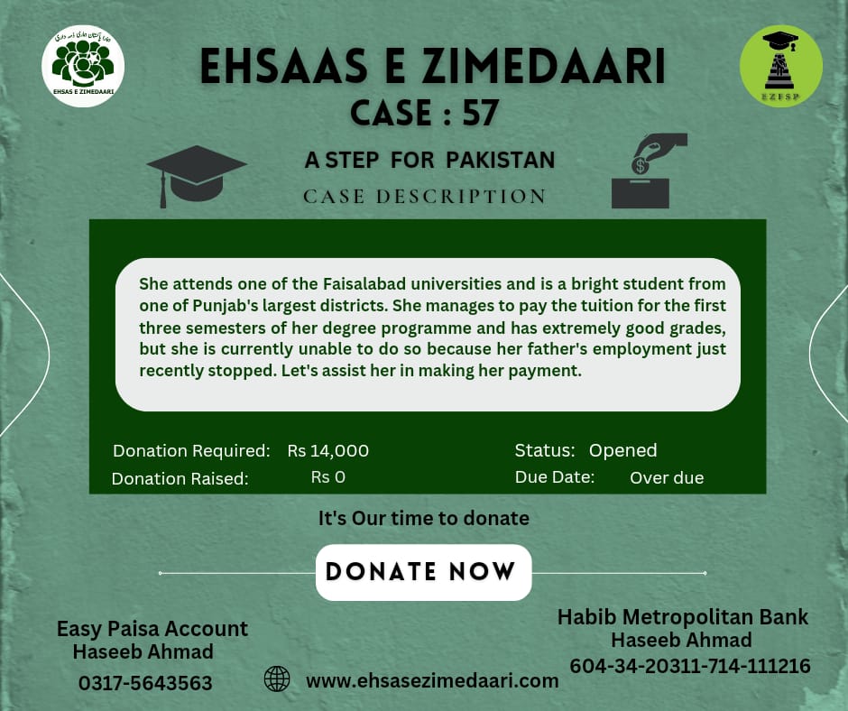 Here's out 57th Case. let's Close it together. ✨✨
.
.
.
#fee #support #program #donate #donation #ehsasezimedaari