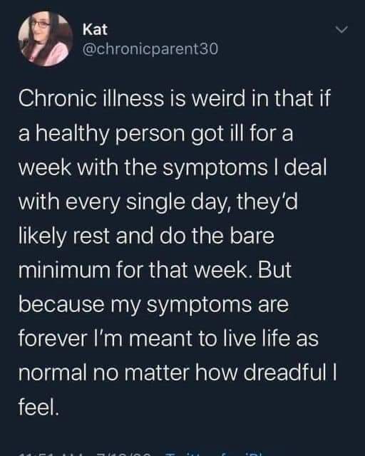 Justbeing_Lou_x's tweet image. 💯
#chronicillness #Fibromyalgia #InvisibleDisability