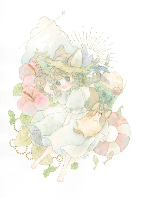 透明水彩でふわふわな世界を描いています*゜ #アナログ絵で魅せてみよ 