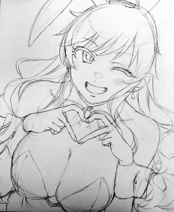 休憩時間にうさ唯色紙のラフ～🐰 