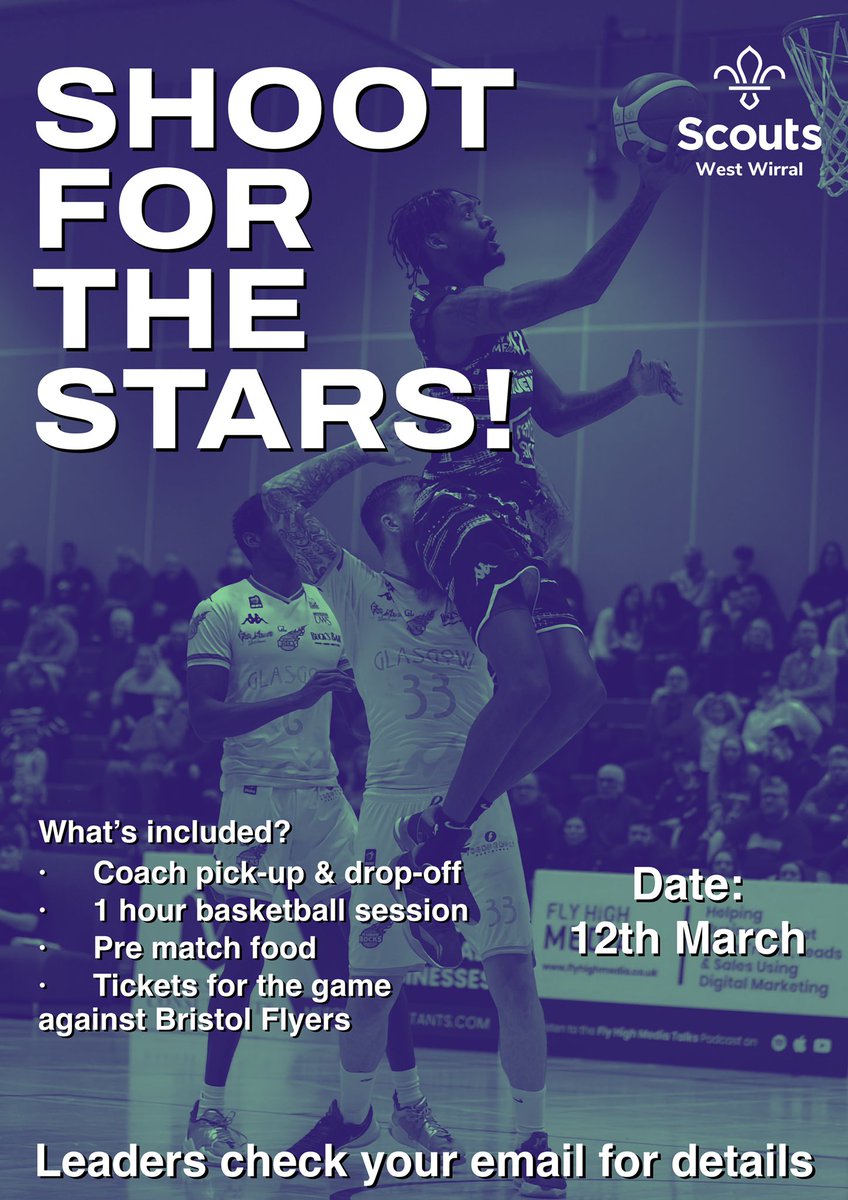 🏀 Booking closes Tuesday! 🏀  
We are so excited for this! Every young person in all sections &amp; all our adult volunteers are invited to join the fun. We also need young people to be team mascots. Check your inbox/spam box for details or contact us ddc@westwirralscouts.org.uk