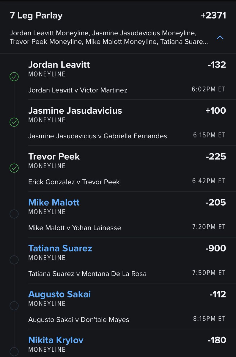 PolancosPicks's tweet image. Been away from the game for a bit for my mental health, but if you’re an MMA fan you gotta follow @CjSaftic 

Got in late today but cashed some 7 &amp;amp; 8 leg parlays off this list after the tough Johnson loss