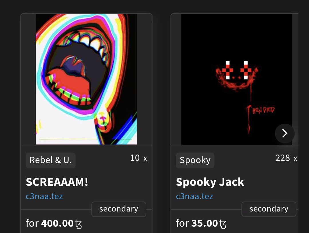 c3naaX's tweet image. a year ago i minted 24 editions of screaaam!
almost no one bought it for 10xtz on primary. 
i burned 14 eds of it after a month. 
this sale makes me happy in the depth of bear. gm.