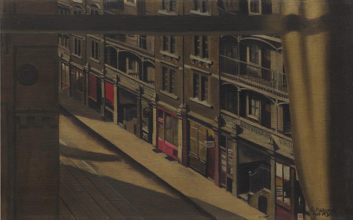 EastLondonGroup's tweet photo. In the time-honoured manner, here's our traditional start to #SundayMorning. This is "Sunday Morning, Farringdon Road" by Cecil Osborne from 1929. It is in the collection @BrightonMuseums. Sadly, the subject of the painting, Corporation Buildings were demolished in 1970. #ELG https://t.co/5CNRytU0JQ