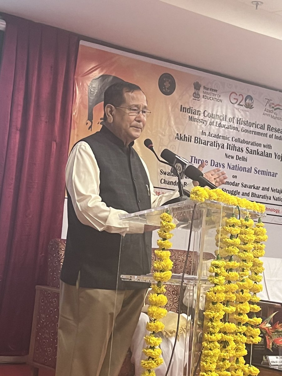 EduMinOfIndia's tweet photo. Today, Hon'ble MoS for Education Shri @RanjanRajkuma11 addressed a three-day National Seminar on "Freedom Struggle and Bharatiya Nationalism" organized by @ICHRMOE_1972 and Akhil Bharatiya Itihas Sankalan Yojana at DBRAIT in Port Blair, Andaman and Nicobar Islands. https://t.co/2Fzl0E5oCs