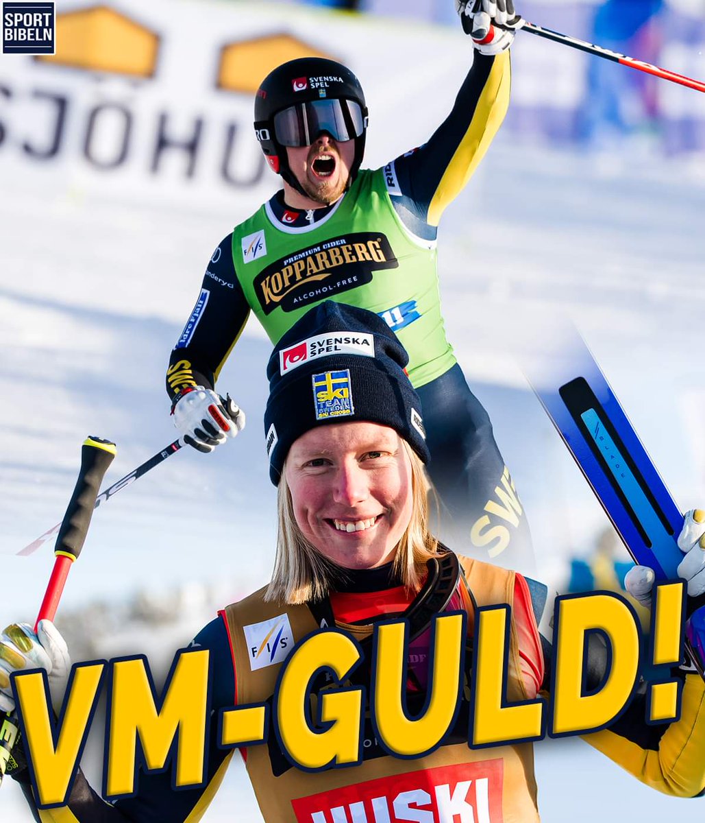 JAAAA!! Sverige vinner nytt VM-GULD i skicross när Sandra Näslund och David Mobärg kör hem historiens allra första guld i en lagtävling. Stort GRATTIS! 👏💙💛