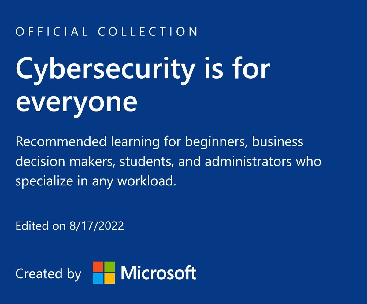 #cybersecurity is for everyone!

learn.microsoft.com/en-us/users/gi…
