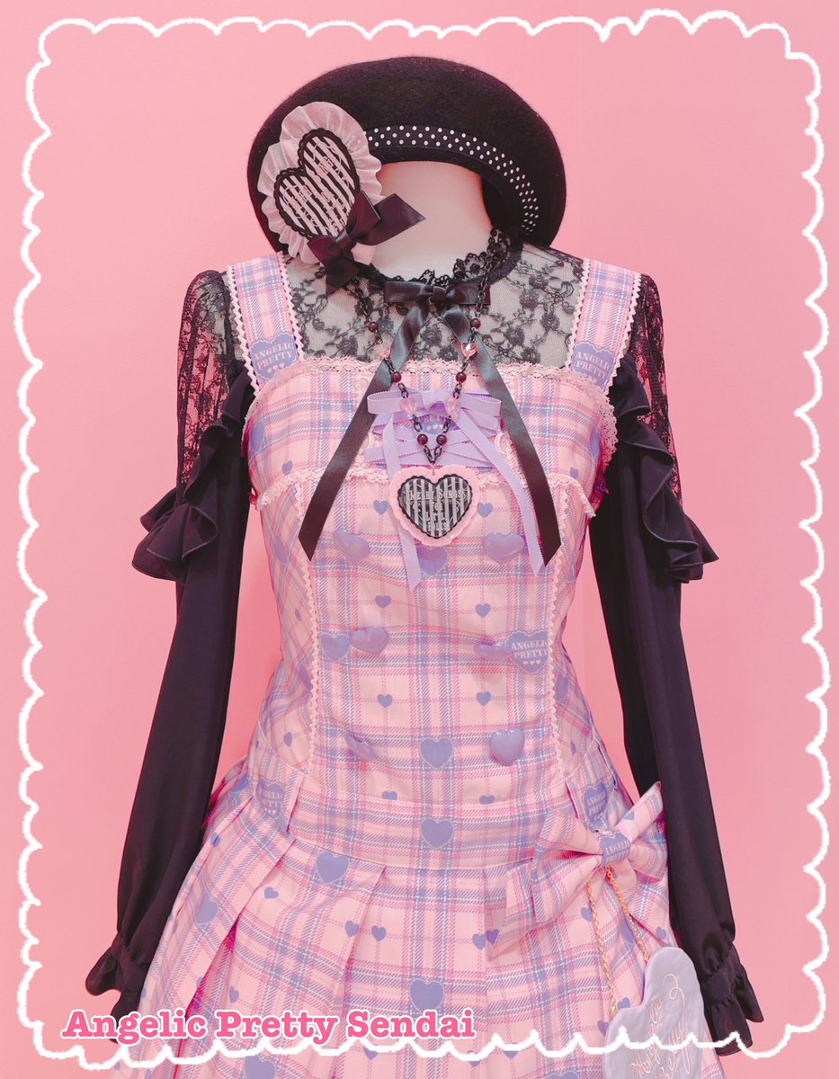 Angelic Pretty Sprinkle Heart Tartan シロ-