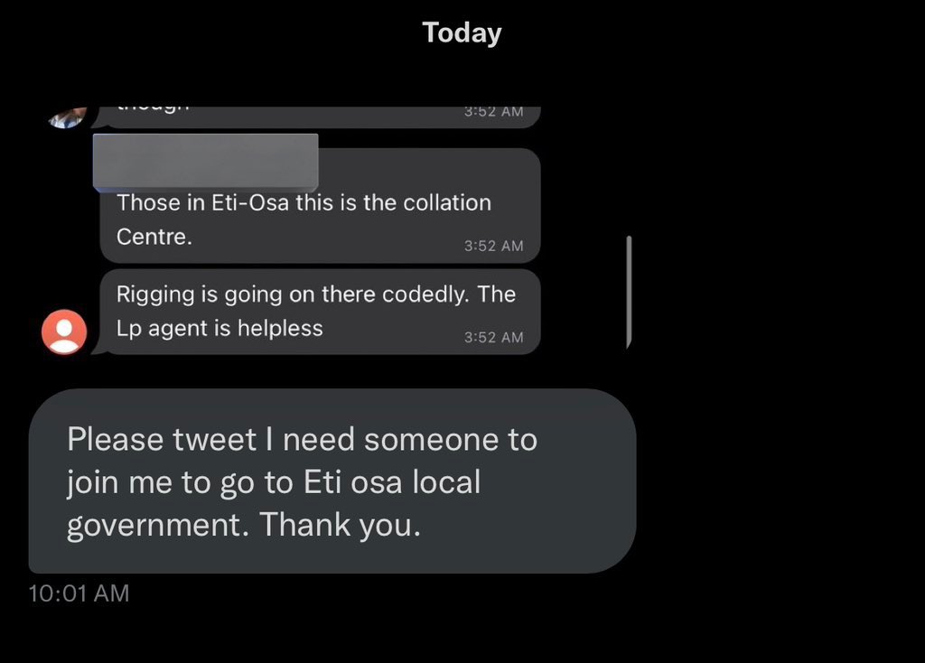 VictorIsrael_'s tweet photo. Obidients in Eti-Osa Lagos state there’s massive rigging going on there. We need more back up. Troop there in numbers and defend your vote. Peter Obi won but INEC officials want to rig it for Tinubu 

Help RETWEET for more awareness 📌 https://t.co/rnRi922eCE