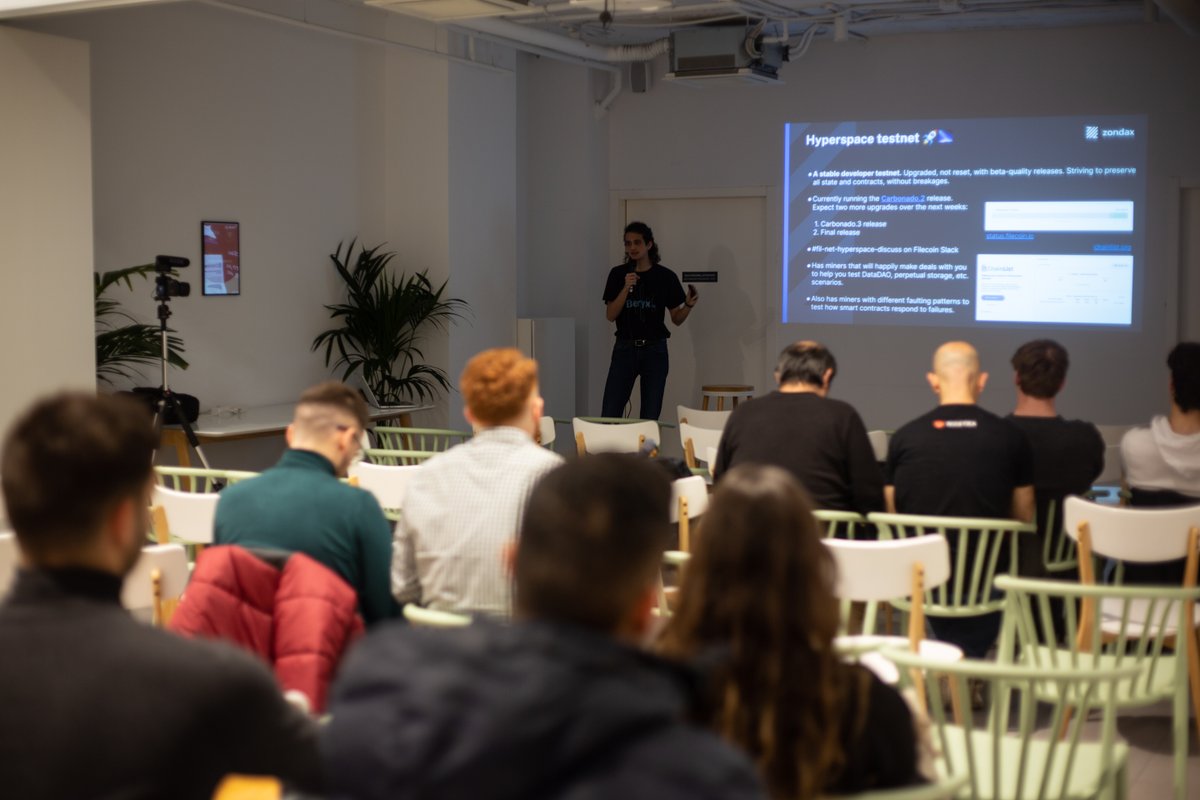 _zondax_'s tweet photo. πShoutout to our presenter @carlosala22 who introduced #FVM during our meetup in Barcelona.
He covered interacting with the Filecoin protocol and introduced the tools that our team has built to support @Filecoin & @FilFoundation:
#SolidityLibraries
#BeryxAPI
#BeryxExplorer https://t.co/RctDzz9lt3