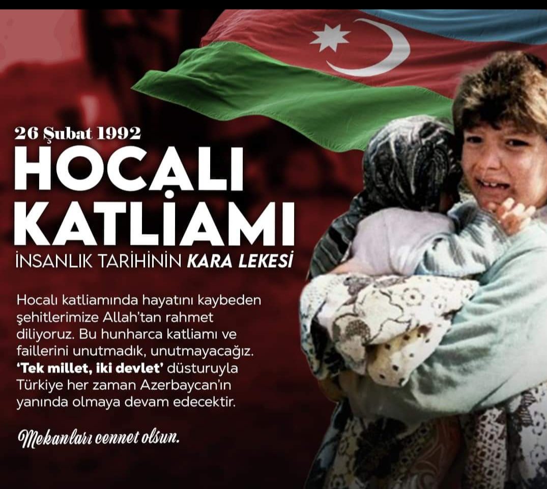 TanerSynmz's tweet photo. 26 Şubat 1992 tarihinde Ermeniler tarafından Hocalı da gerçekleştirilen soykırımı lanetliyor, Şehit edilen soydaşlarımızı Rahmetle ve dualarla anıyoruz, Ruhları Şad, Mekanları cennet olsun. https://t.co/aYipUzd5NB