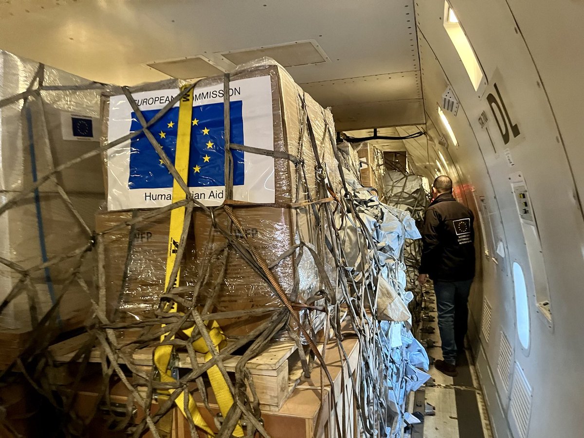 JanezLenarcic's tweet photo. As part of an 🇪🇺 humanitarian air bridge for #Syria, 2 ✈️ with emergency aid just landed in Damascus, to provide further support for the Syrian people impacted by the #earthquake. The aid will be delivered to the people in need in cooperation with our humanitarian partner @ifrc. https://t.co/YcCO2qELkn