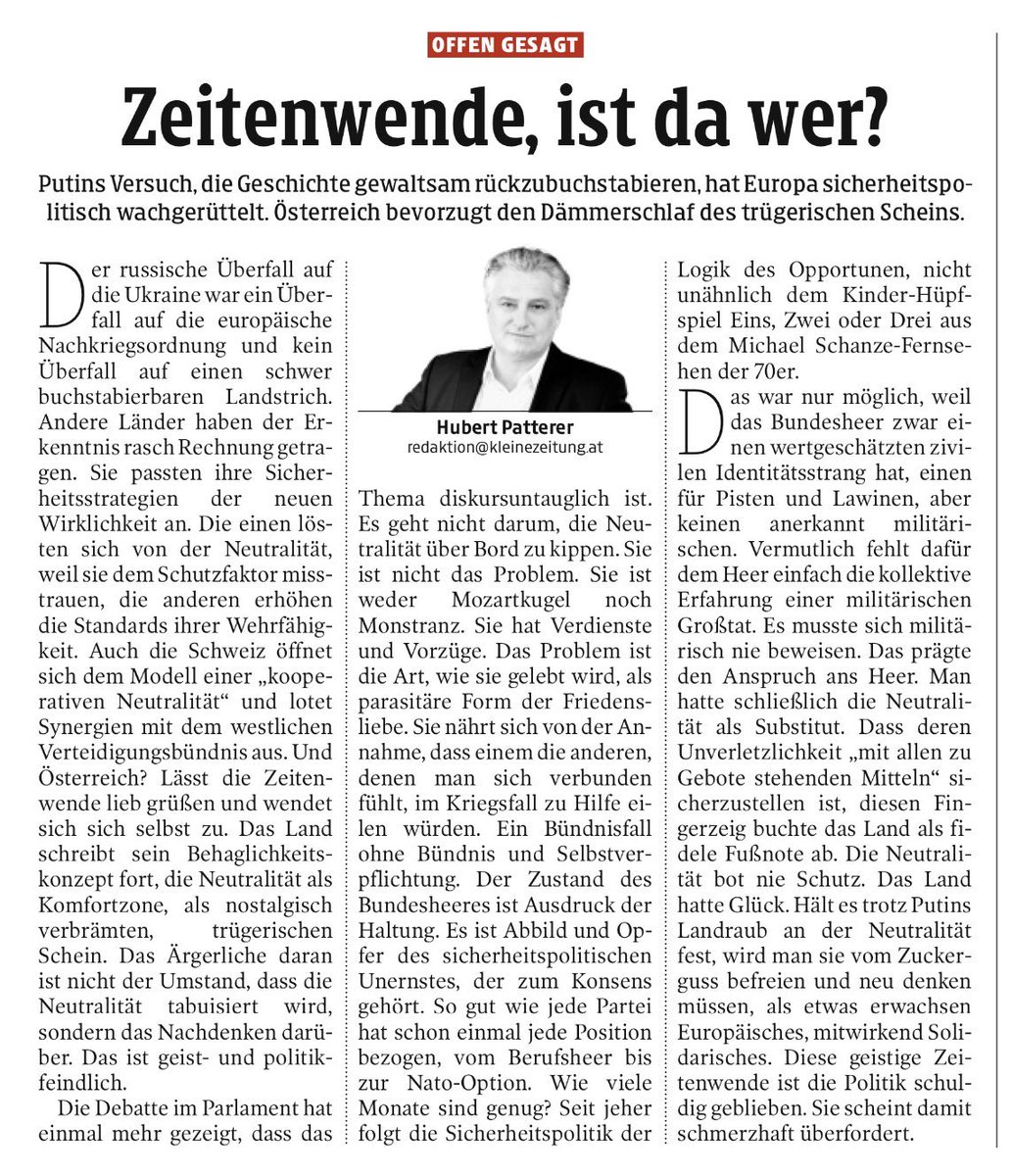 SicherheitAT's tweet photo. Hubert #Patterer über die ö #Neutralität #unsereSicherheit🇦🇹 https://t.co/3DjQnPxFdu