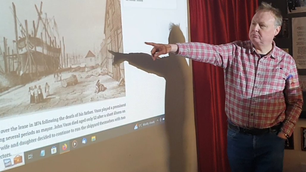 58Ships's tweet photo. Richard Oxborrow @richardoxborrow explains the history of Harwich Navyard and the ships that were built there. HMS Fan Fan gets an honourable mention. @HarwichSociety 
https://t.co/2gbhWxGoe0 https://t.co/T71hTrv7Xp