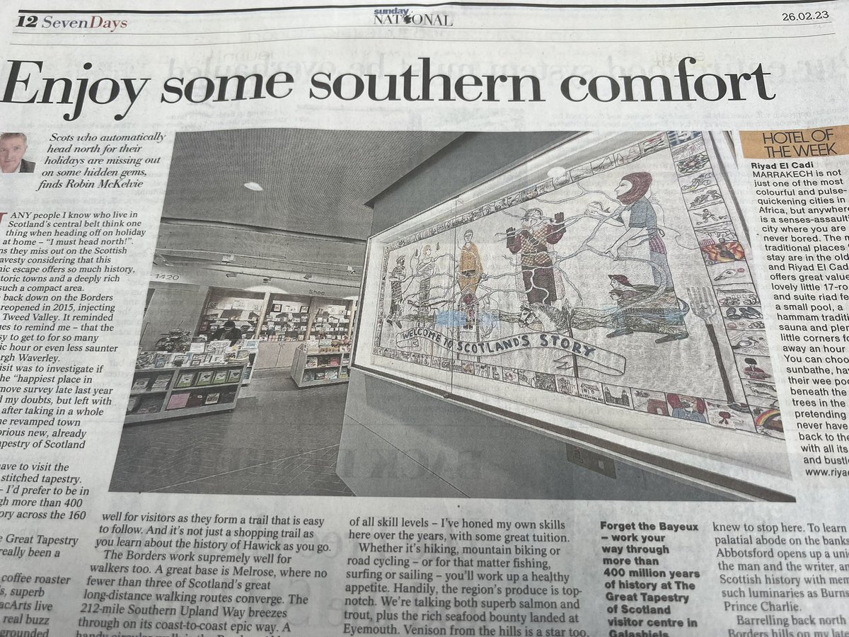 Most of my Scottish pals head north for holidays. I thoroughly recommend heading south! Read why in today’s @SunScotNational. *Spoiler* Includes Scotland’s happiest town. @HereScotland @FamouslyHawick @VisitScotland @GalaHeartland @GreatTapestrySc @luckie_beans @macartscentre