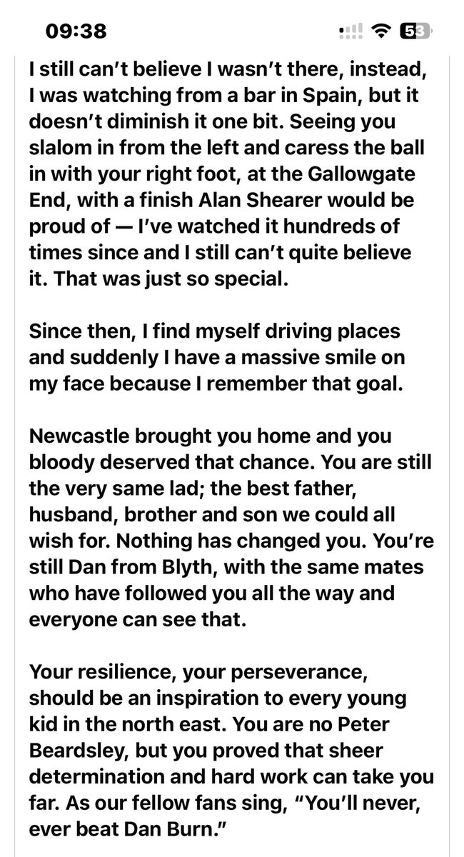 beanz2809's tweet photo. This is just GORGEOUS. A letter from Dan Burn’s dad to his son #DanBurn #HesFromBlyth #NUFC 🖤🤍🖤🤍 Might have a little bit something in my eye!! https://t.co/eEBXNTRcIL