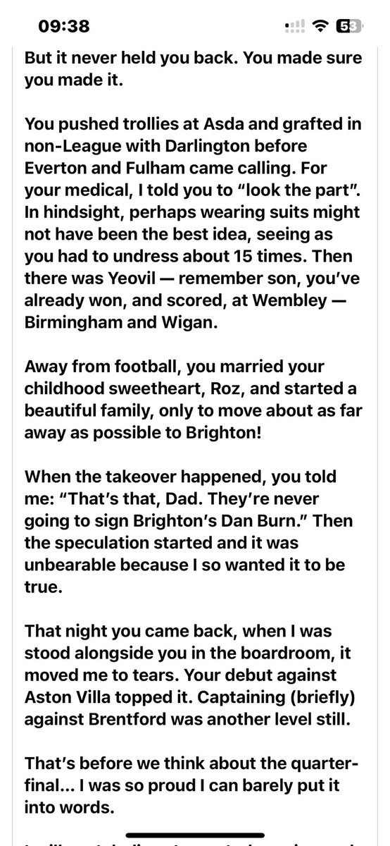 beanz2809's tweet photo. This is just GORGEOUS. A letter from Dan Burn’s dad to his son #DanBurn #HesFromBlyth #NUFC 🖤🤍🖤🤍 Might have a little bit something in my eye!! https://t.co/eEBXNTRcIL