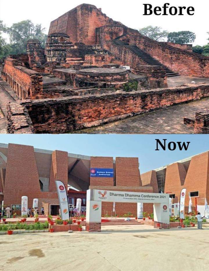 On becoming Prime Minister, @narendramodi took on the work of restoring the #NalandaUniversity. The whole look has now been changed. It was said it took 3 months for it to burn down entirely, all our ancient artifacts are forever lost but BJP never let it stay ruined.